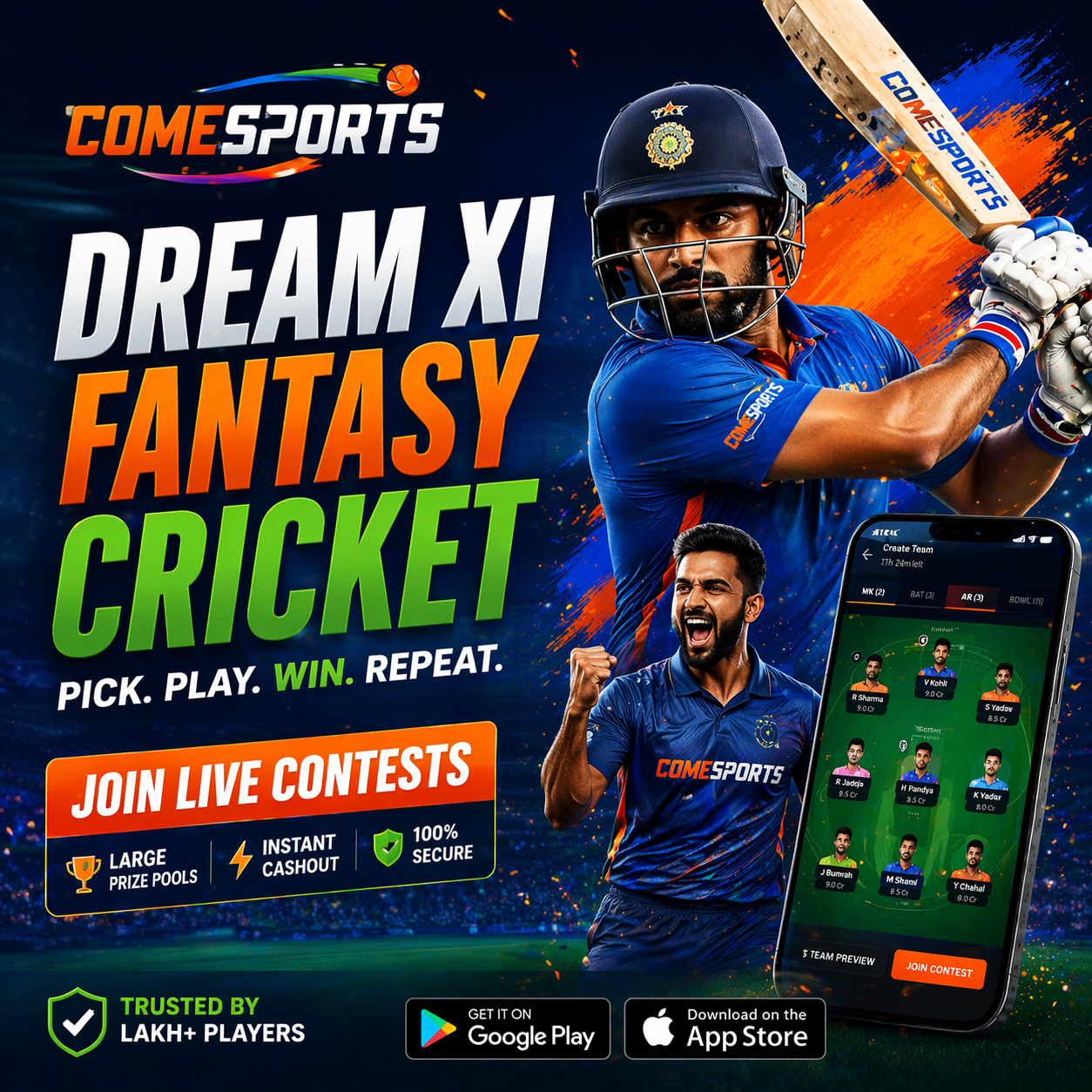 COME DOWNLOAD fantasy sports main visual
